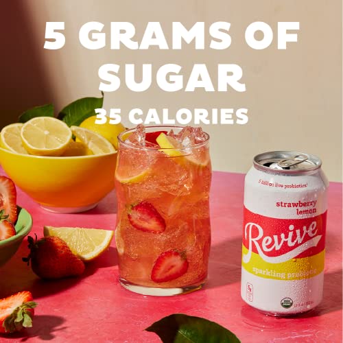 Revive Sparkling Kombucha Strawberry Lemon, 12-Pack