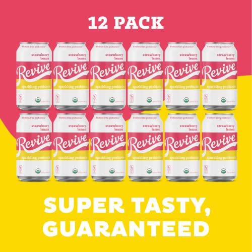 Revive Sparkling Kombucha Strawberry Lemon, 12-Pack