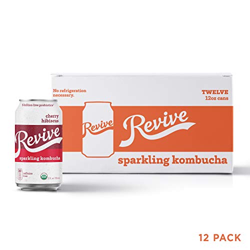 Revive Sparkling Kombucha Cherry Hibiscus, 12-Pack