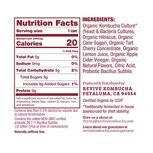 Revive Sparkling Kombucha Cherry Hibiscus, 12-Pack