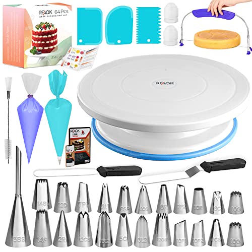65Pcs Cake Decorating Kit Baking Supplies Tools With Non-Slip Ca