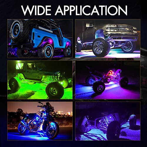 RGB LED Rock Lights Kit, Rfroad Lighting 8 Pods Multicolor Neon ...