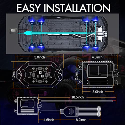 RGB LED Rock Lights Kit, Rfroad Lighting 8 Pods Multicolor Neon ...