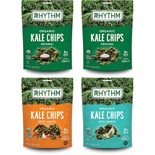 Rhythm Superfoods Kale Chips, Variety Pack, Original/Zesty Nacho...