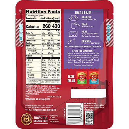 Rice-A-Roni Heat Eat Rice Garlic Olive Oil Pouch, 8.8 Ounce