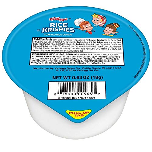 Kellogg’S Rice Krispies, Breakfast Cereal In A Cup, Fat-Free, Bu