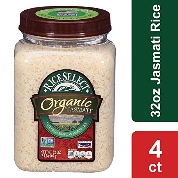 RiceSelect Organic Jasmati Rice, 32-Ounce Jars, 4-Count