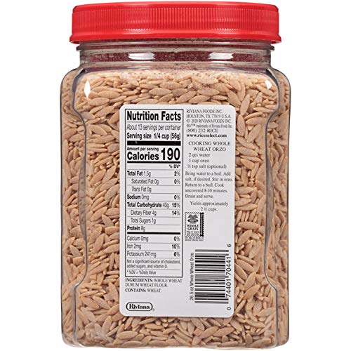 Riceselect Orzo Whole Wheat Pasta, 26.5 Oz Jars Pack Of 4, Mul
