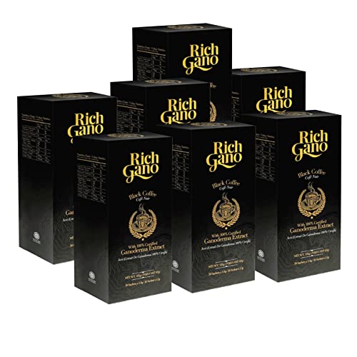 Rich Gano Mushroom Coffee – 210 Sachets Black Coffee with Ganode...
