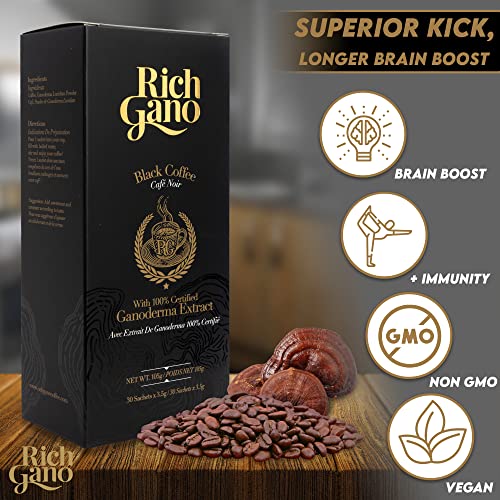Rich Gano Mushroom Coffee – 300 Sachets Black Coffee with Ganode...