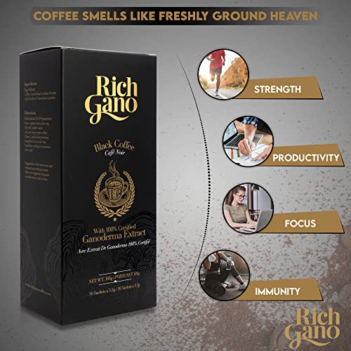 Rich Gano Mushroom Coffee – 60 Sachets Black Coffee with Ganoder...