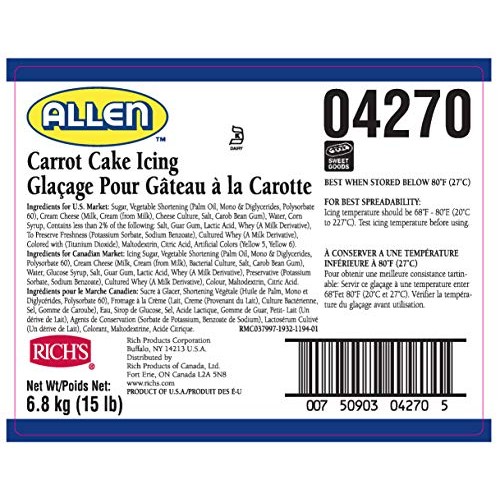 Richs JW Allen Cake Icing Ideal for Cakes & Cookies, Carrot, 24...