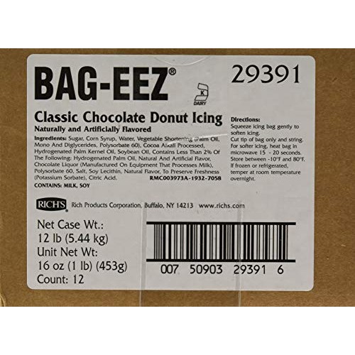 Richs Jw Allen Donut Icing Bag, Chocolate, 192 Oz Pack Of 12