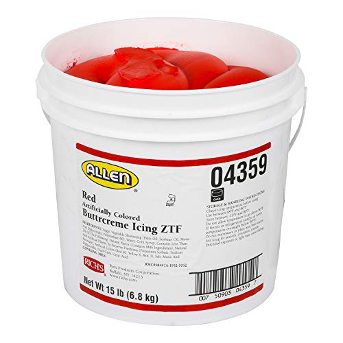 Richs Jw Allen Pre-Whipped Buttrcreme Icing Ztf, Red, 15 Lb