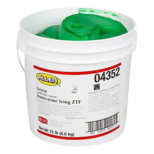 Richs JW Allen Pre-Whipped Icing Green, Buttercream, 240 Oz
