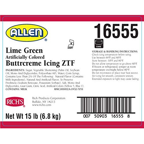 Richs JW Allen PreWhipped Icing ZTF, 15 lb, Buttercream, 240 Oz