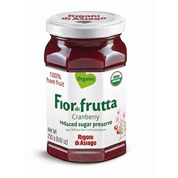 Rigoni Di Asiago Fiordifrutta Organic Fruit Spread, Cranberry, 6