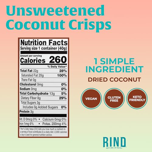 RIND Snacks | All Natural Coconut Crisps | Unsweetened | Dried F...
