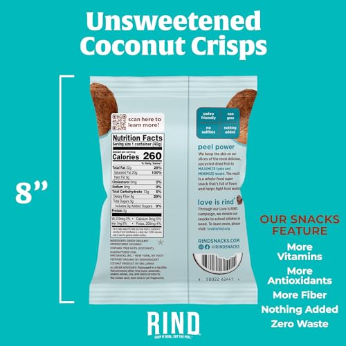 RIND Snacks | All Natural Coconut Crisps | Unsweetened | Dried F...