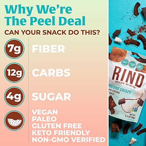 RIND Snacks | Dark Cocoa Sea Salt Coconut Crisps | Dried Fruit S...