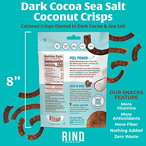 RIND Snacks | Dark Cocoa Sea Salt Coconut Crisps | Dried Fruit S...