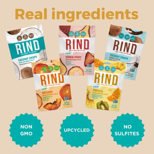 RIND Snacks | Variety 5 Bag Pack | Straw-Peary, Unsweetened Coco...
