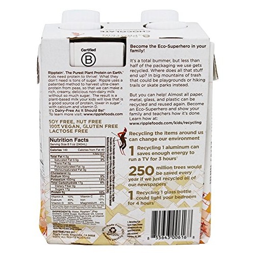 Ripple Foods Pbc, Milk, Aseptic, Chocolate, Pack Of 4, Size 4/8