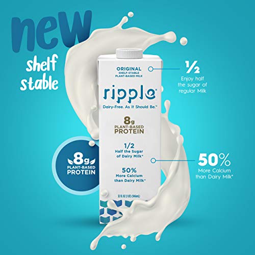 Ripple Non-Dairy Milk, Original, 32Oz 6 Pack | Vegan Milk With