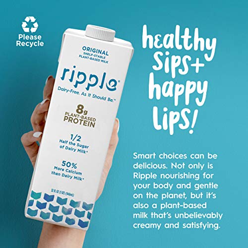 Ripple Non-Dairy Milk, Original, 32Oz 6 Pack | Vegan Milk With