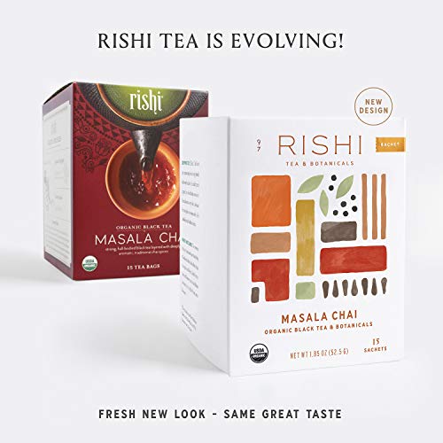 Rishi Tea Masala Chai Tea - Organic Black Tea Blend Sachet Tea B