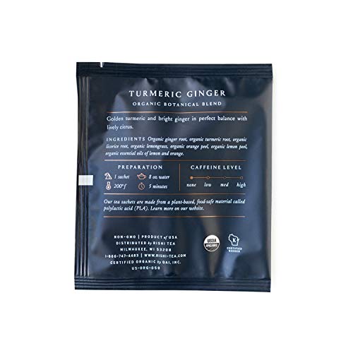Rishi Tea Turmeric Ginger Herbal Tea | Immune Support, Usda Cert