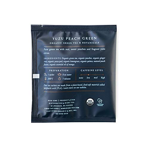 Rishi Tea Yuzu Peach Green Herbal Tea | Immune Support, Usda Cer