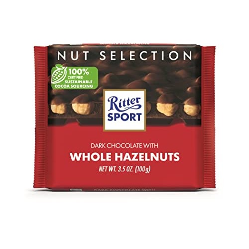 Ritter Sport Dark Chocolate With Whole Hazelnuts, 3.5 Ounce Bar,
