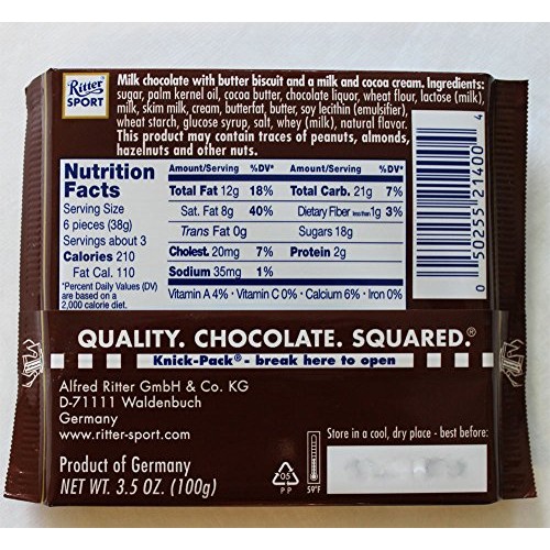 Ritter Sport Schokolade Pack Of 4 - Butter Biscuit