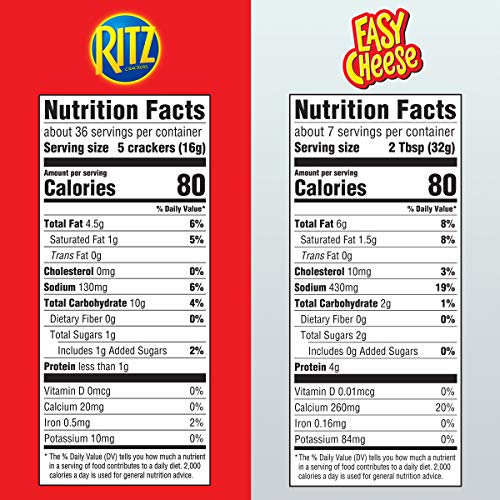 Ritz Original Crackers And Easy Cheese Cheddar Snack Variety Pac