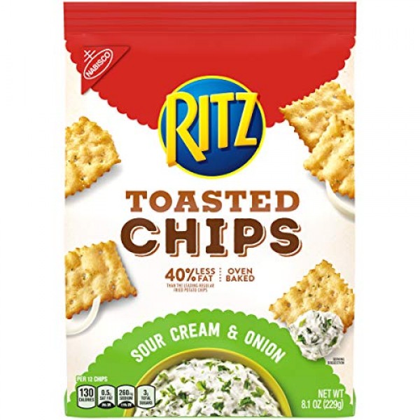 Ritz Toasted Chips, Sour Cream &Amp; Onion, 8.1 Ounce