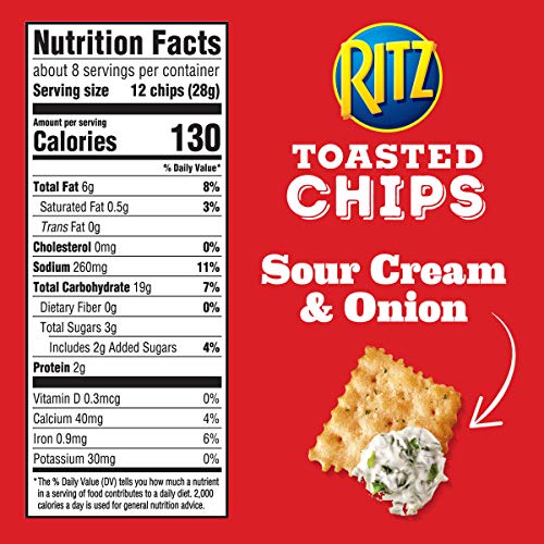 Ritz Toasted Chips, Sour Cream &Amp; Onion, 8.1 Ounce