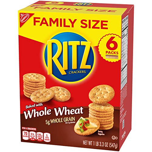 Ritz Crackers, 1 Family Size Box, Whole Wheat Flavor, 19.3 Ounce