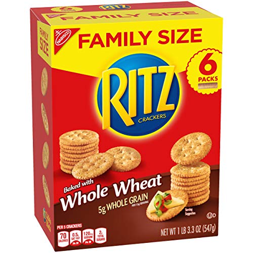 Ritz Crackers, 1 Family Size Box, Whole Wheat Flavor, 19.3 Ounce