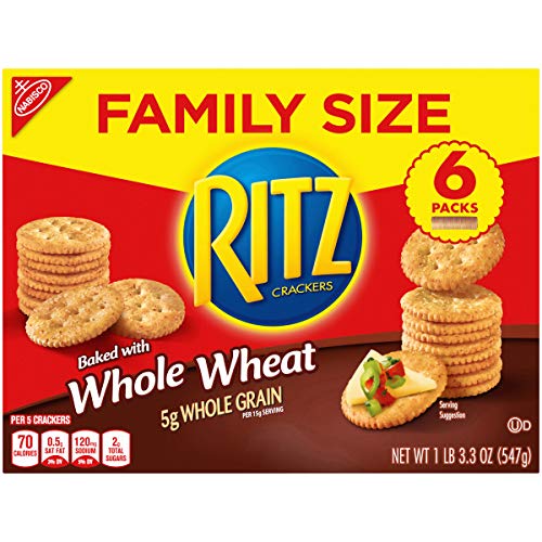 Ritz Crackers, 1 Family Size Box, Whole Wheat Flavor, 19.3 Ounce