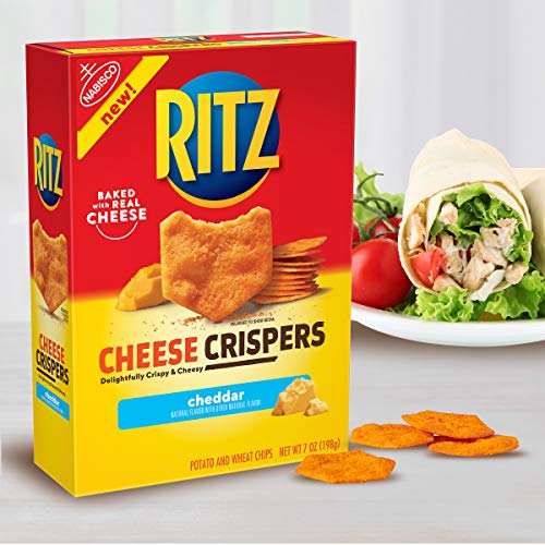 Ritz Crispers Cheddar Chips, Cheese, 7 Ounce 6 Pack