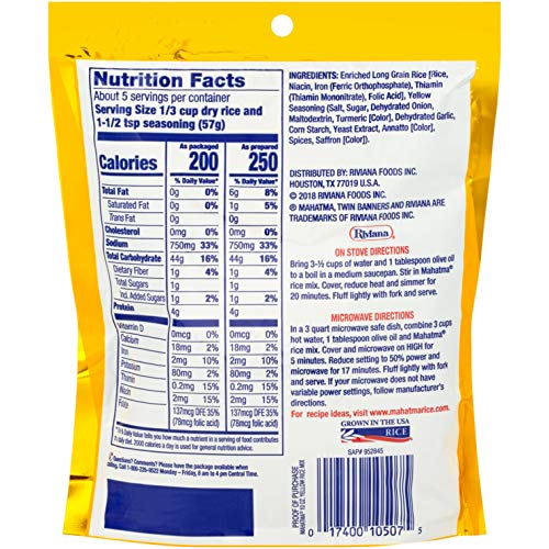 Mahatma Saffron Yellow Seasonings And Long Grain Rice, 10 Oz