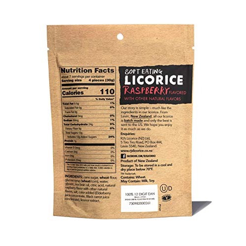 Soft Eating Raspberry Licorice 8-Pack - Rjs Licorice 7.05Oz B