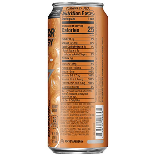 Rockstar Energy Drink, Orange Recovery, 16 Fl Oz Pack Of 24 Rockstar Energy Drink, Orange Recovery, 16 Fl Oz Pack Of 24