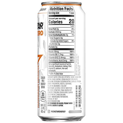 Rockstar Energy Drink Pure Zero Orange 16Oz 12Pk, 12Count