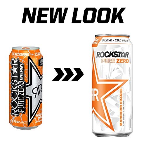 Rockstar Energy Drink Pure Zero Orange 16Oz 12Pk, 12Count