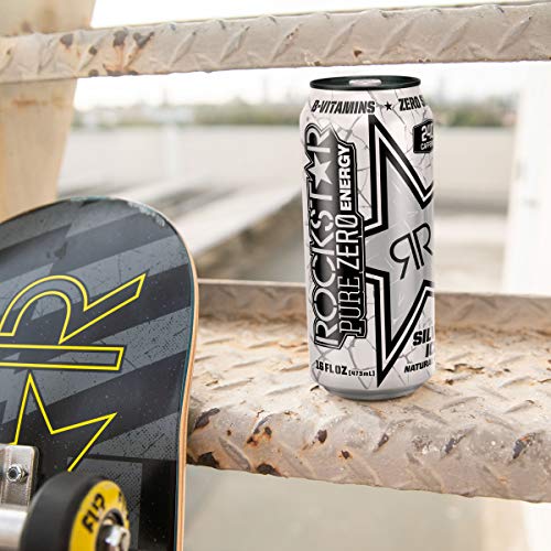 Rockstar Energy Drink Pure Zero Energy Drink, Silver Ice, 16 Flu