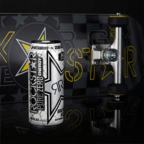 Rockstar Energy Drink Pure Zero Energy Drink, Silver Ice, 16 Flu