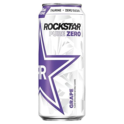 Rockstar Pure Zero Energy Drink - Grape - 16Fl.Oz.Pack Of 8