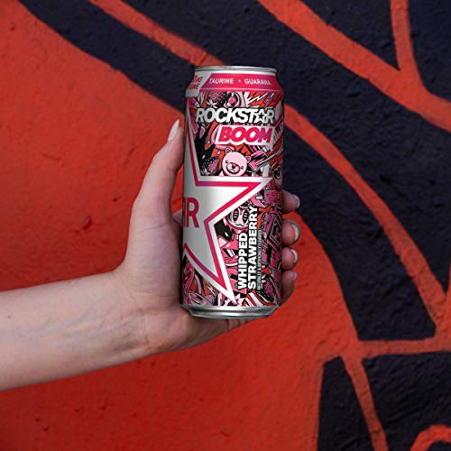 Rockstar Boom Energy Drink, Whipped Strawberry, With Caffeine An